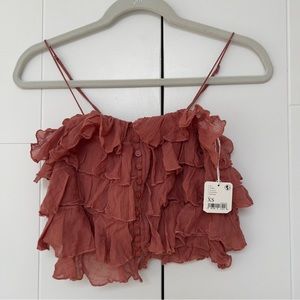 Free People crop top blouse (rose/tyrie) NWOT